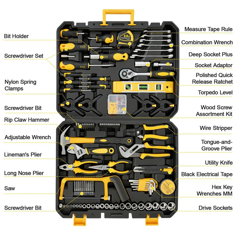 168Pc Household Tool Set Mechanic Socket Auto Repair Kit w/ Storage Toolbox Case4