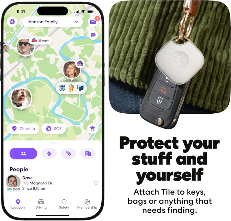 Bluetooth Tracker Tile Mate Key Finder Item Locator iOS Android White2