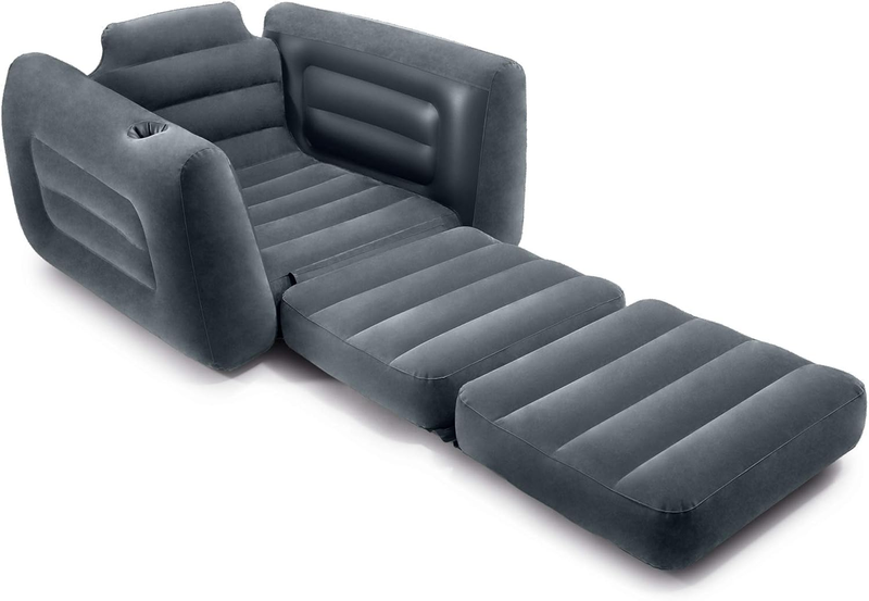 66551EP Inflatable Pull-Out Chair: Built-In Cupholder – Velvety Surface – 2-In-16