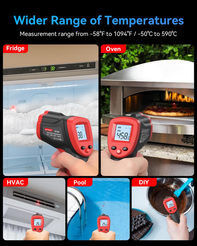 Infrared Thermometer Temperature Gun  58℉ to 1094℉, Digital IR Heat Surface Temp1