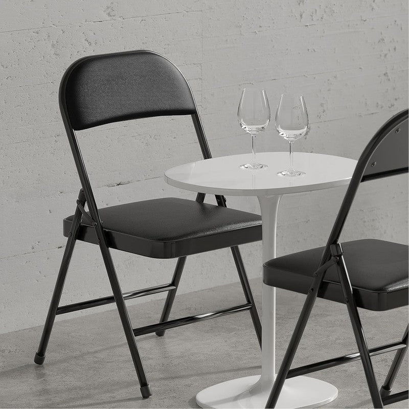 4 Pack Folding Chairs Padded Cushion Metal Frame Indoor Outdoor Black9