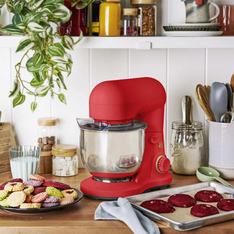 3.5 Qt Stand Mixer Tomato Red w/ Flat Beater Dough Hook & Whisk6