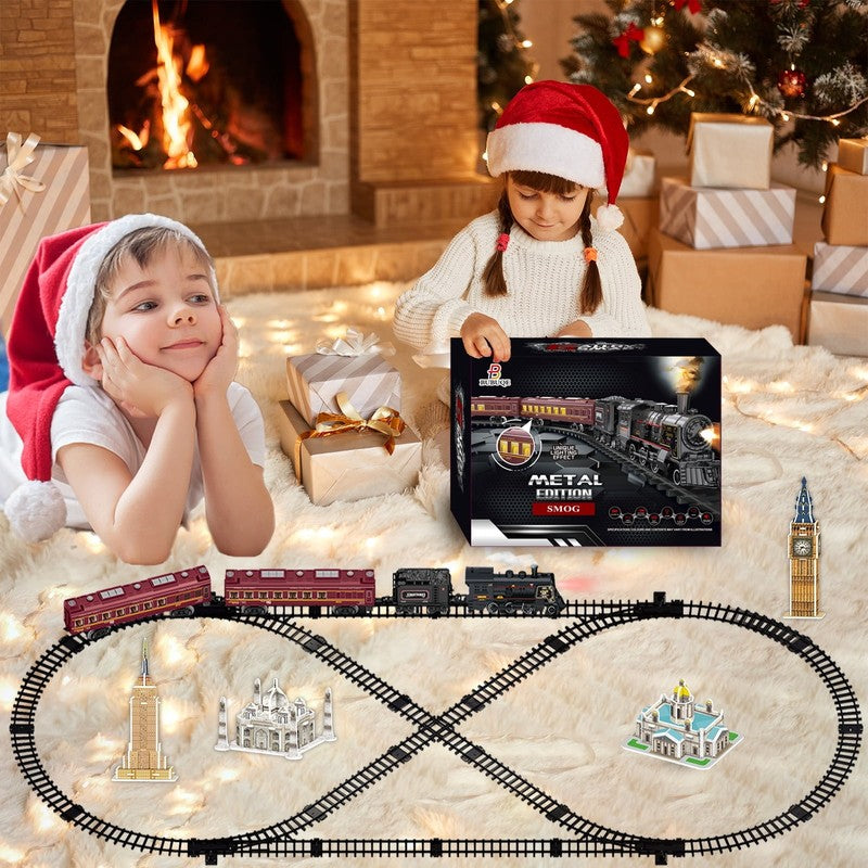 Electric Train Sets for Kids Metal Alloy Christmas Train Toys Steam Locomotive, 3