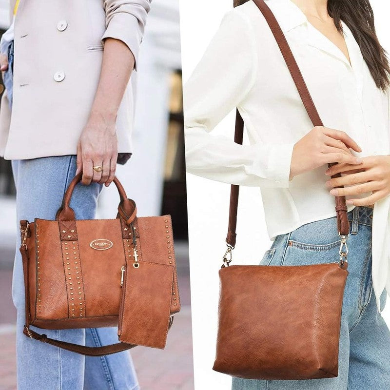 3Pc Women’s Handbag Set Tote Satchel Shoulder Top Handle Purse Wallet1