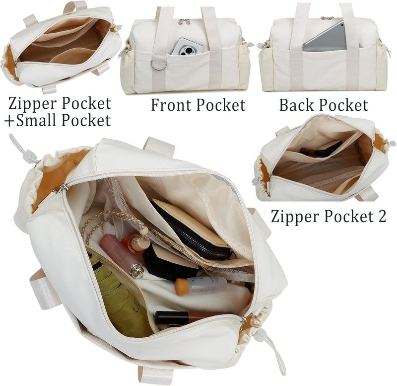 Everyday Mini Gym Bag Women 2.0 Tote Waterproof Travel Duffle Beige Coin Wallet3