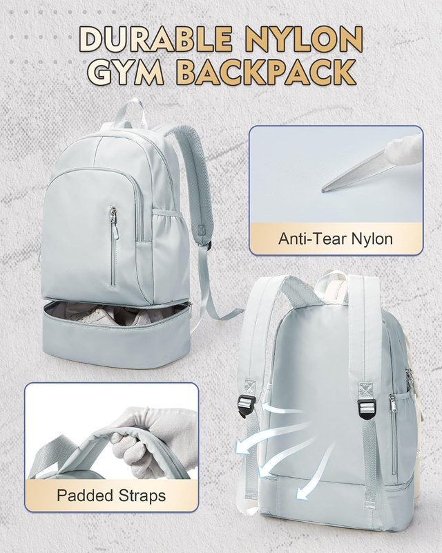 Gym Backpack for Women w/ Shoe Compartment Wet Pocket Travel Sports Bag3