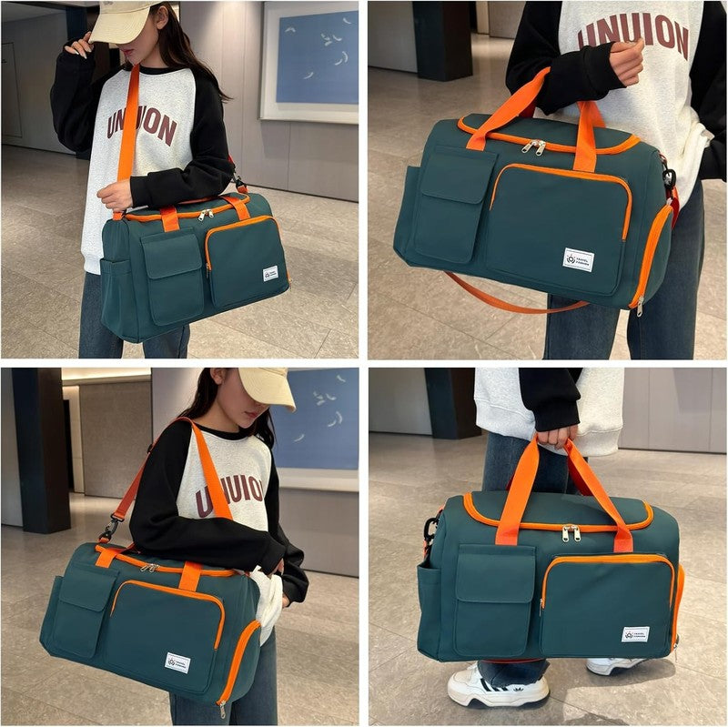 Women Gym Duffle Bag Travel Weekender Carry On w/ Shoe Compartment1
