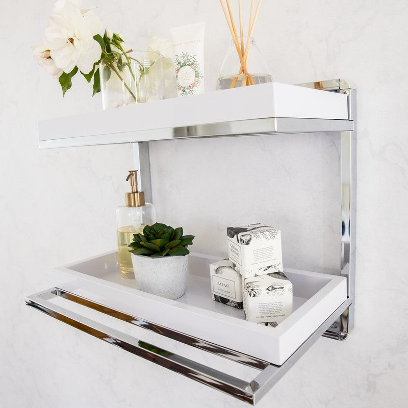 Danya B. 2-Tier Wall Shelving Unit with Towel Rack - Stylish & Functional4
