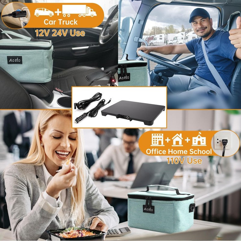 Portable Electric Lunch Box Oven Food Warmer 3 in 1 12V 24V 110V Lake Green1