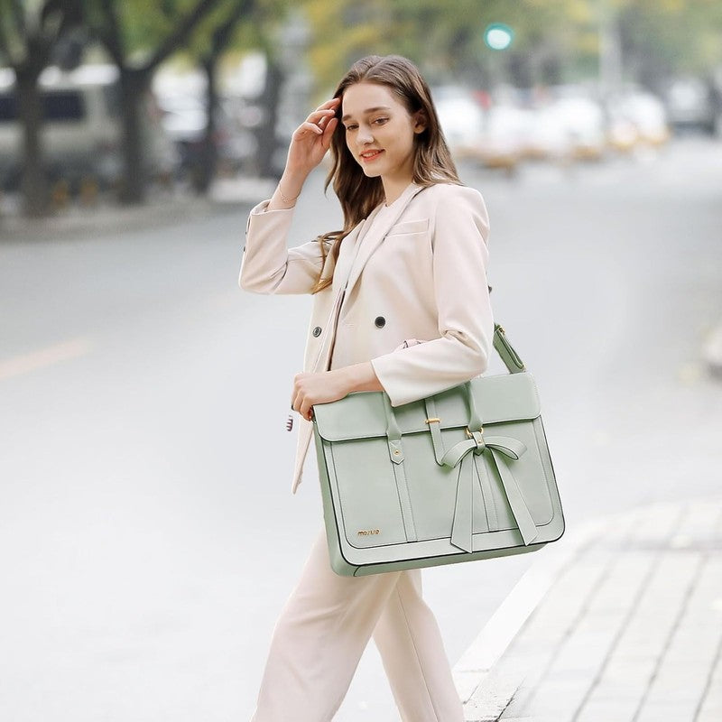 Women Laptop Tote Bag 15–15.6 Inch PU Leather Convertible Backpack Pink3