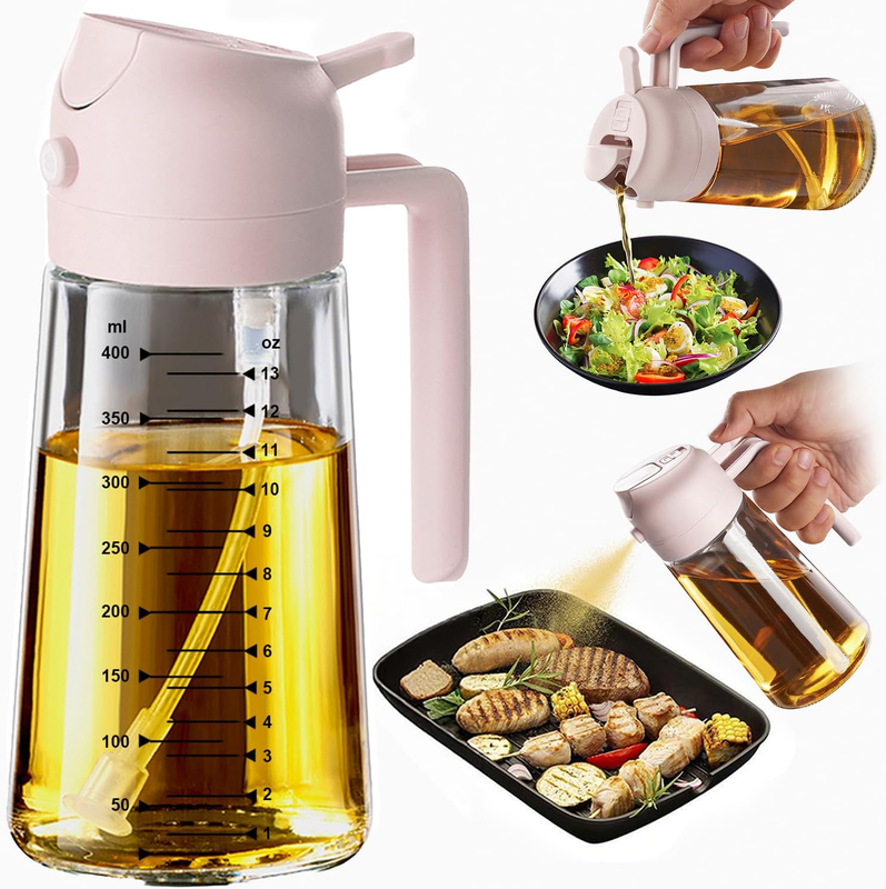 16oz Glass Olive Oil Sprayer 2 in 1 Dispenser Bottle Air Fryer BBQ Peach0