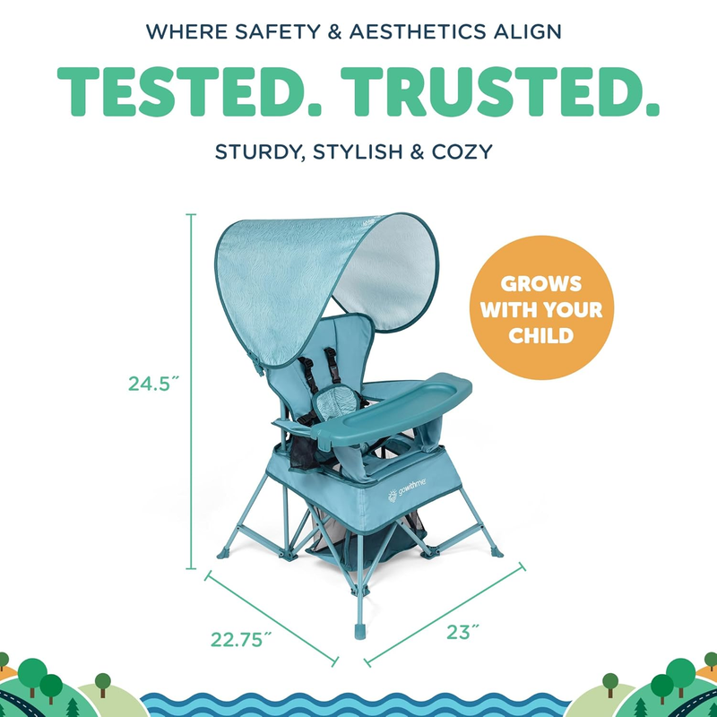 Go With Me Venture Portable High Chair Indoor Outdoor Sun Canopy Blue3