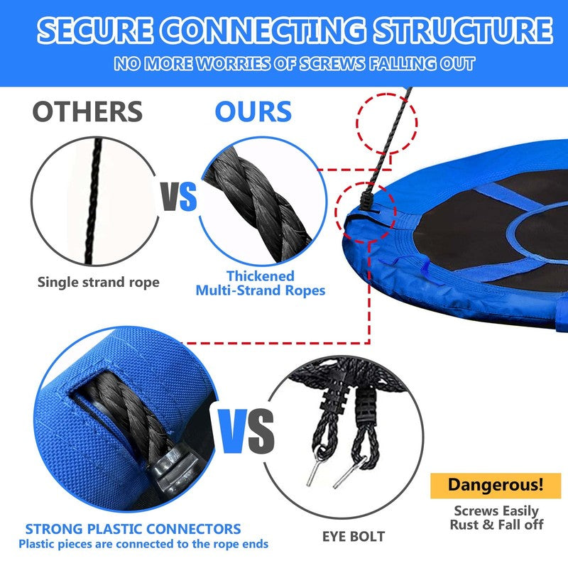 40" Saucer Swing 750lb Waterproof Oxford Tree Swing for Kids, Outdoor, Blue4