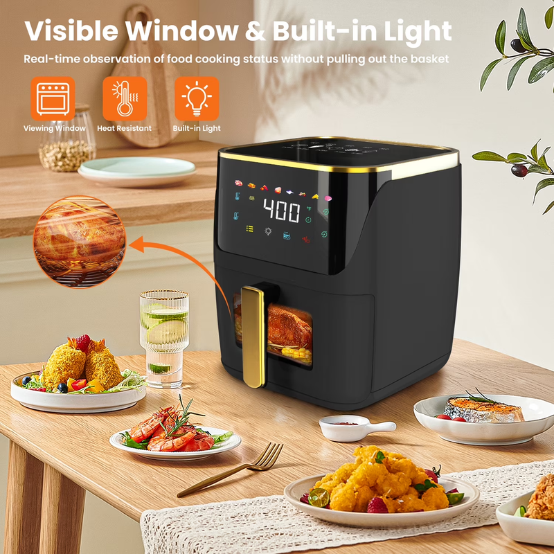 8.5QT Air Fryer 8 in 1 Touch Screen Visible Window 1750W Black3