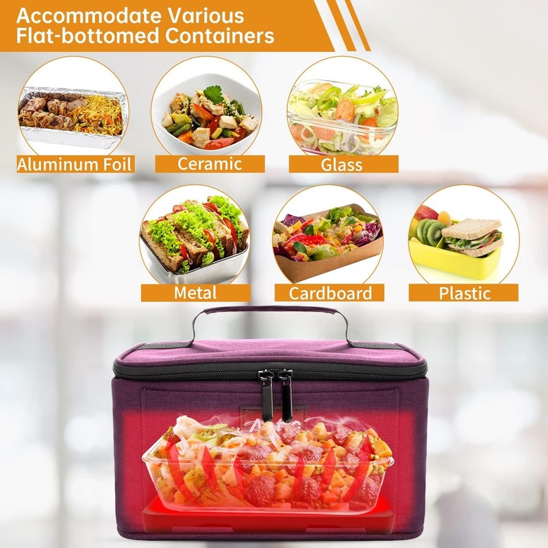 Portable Electric Lunch Box Oven Food Warmer 3 in 1 12V 24V 110V Deep Purple4