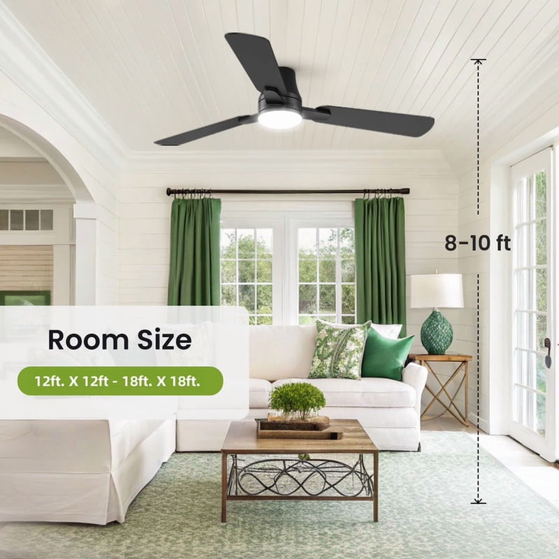 52in Ceiling Fan with Light Remote Flush Mount Indoor Outdoor Modern2