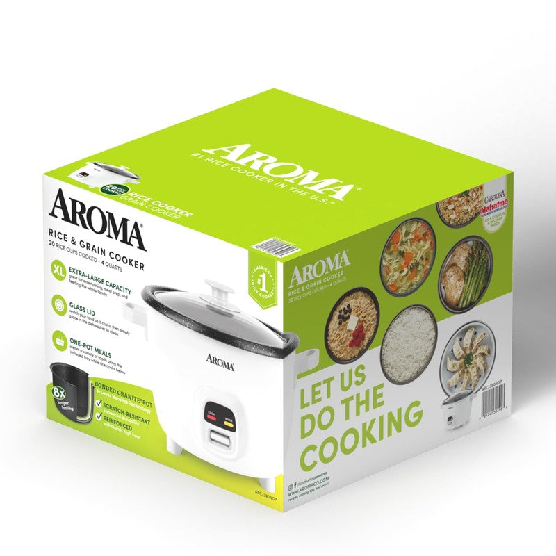 20-Cup Rice Cooker & Food Steamer Granite Ceramic Nonstick Tray White7