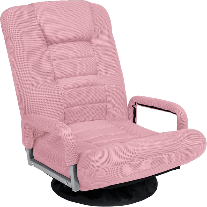 Gaming Floor Rocker Chair 360° Swivel, Lumbar Support, Adjustable Back – Pink9