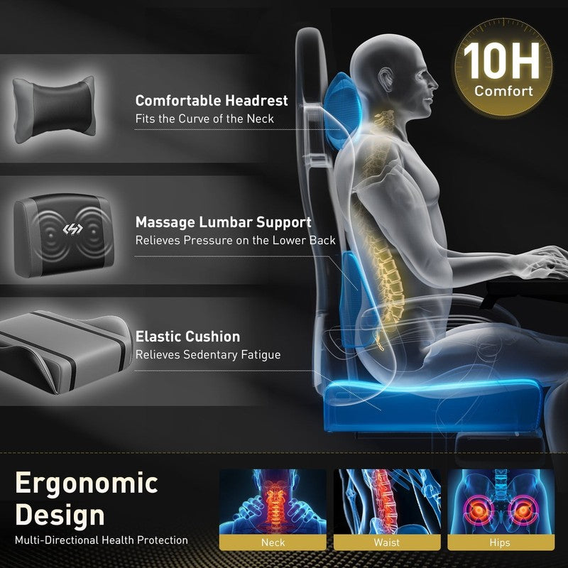 Gaming Chair with Pocket Spring Cushion, Gamer Chair with Lumbar Massage, Gaming2