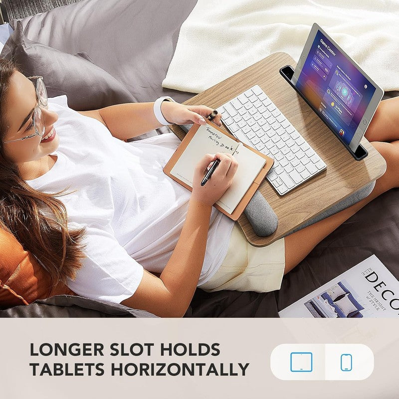 Portable Lap Laptop Desk with Pillow Cushion, Fits up to 15.6 Inch Laptop, with 5