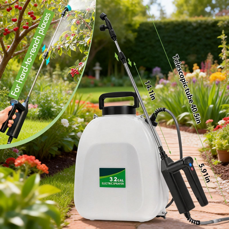 3.2 Gallon Battery Backpack Sprayer Electric Garden Sprayer Telescopic Wand6