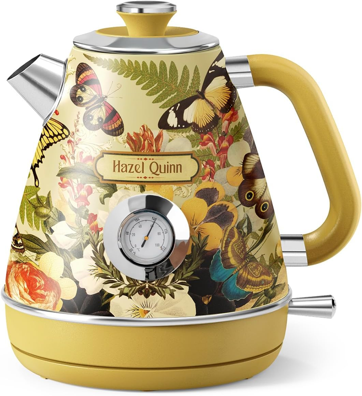 Eduardo Recife Retro Electric Kettle 1.7L 1200W Stainless Steel Floral Teapot8