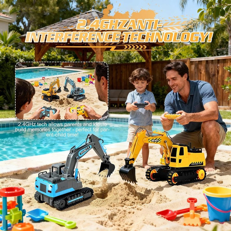 Remote Control Excavator Toy 2 Batteries RC Construction Sandbox Digger 3 14 Yrs4