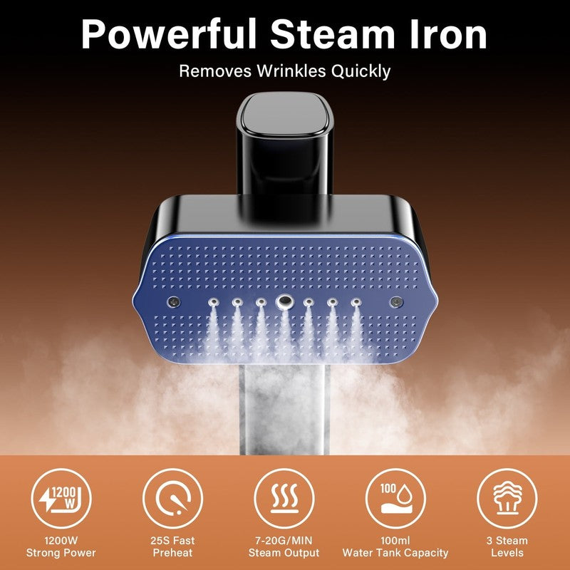 1200W Garment Steamer for Clothes, 25s Heat Up, 3 Levels, Travel & Home Use6