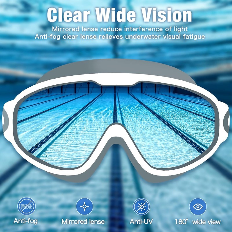 2 Pack Swimming Goggles UV Protection Anti Fog No Leak Clear Vision2