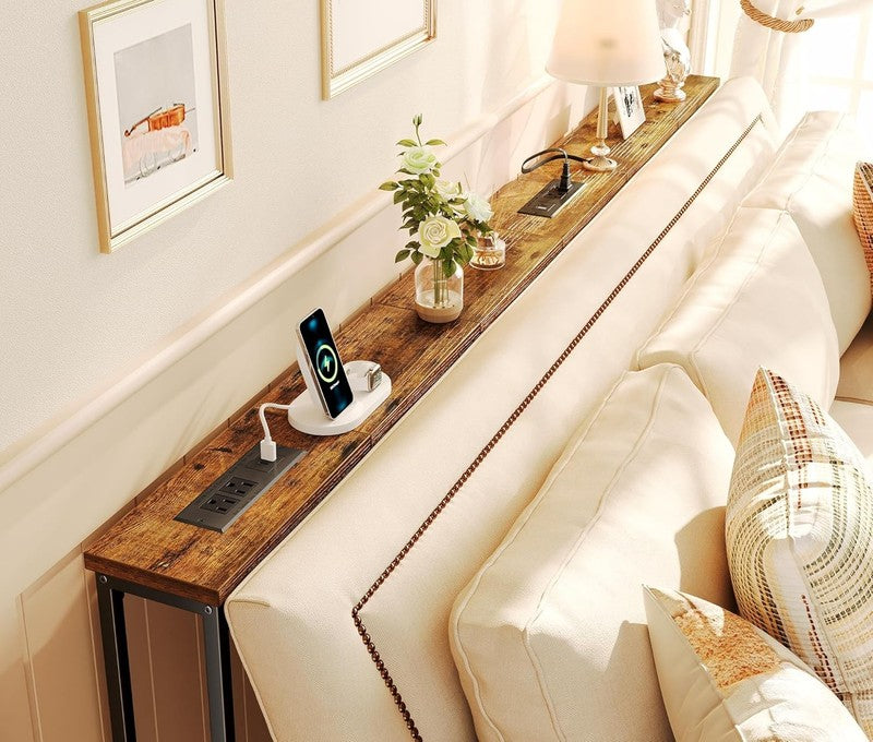 78.8 Inch Narrow Console Table with Outlet, Sofa Table Set of 2, behind Couch Ta1