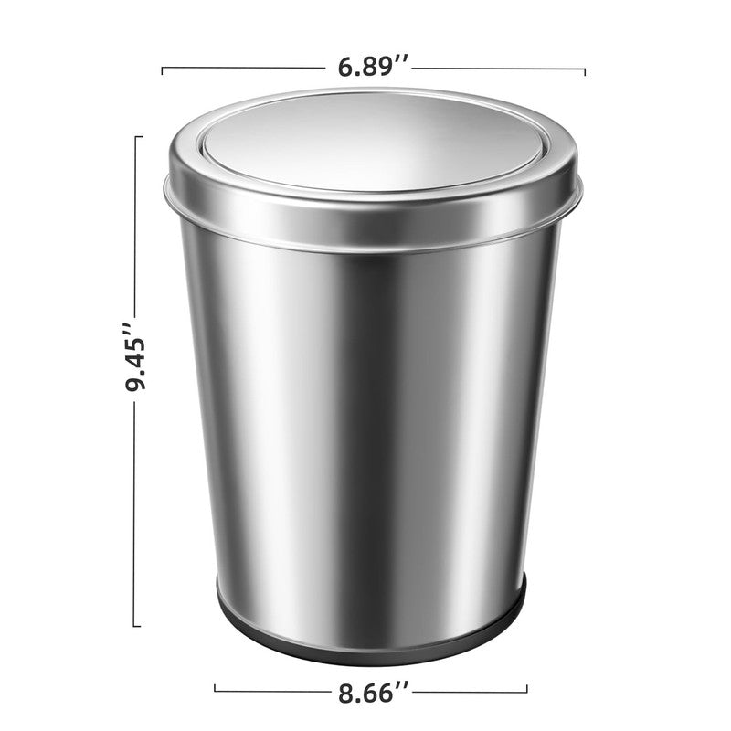 2 Pack Small Trash Can 1.7 Gallon Stainless Steel w/ Swing Lid – Silver4
