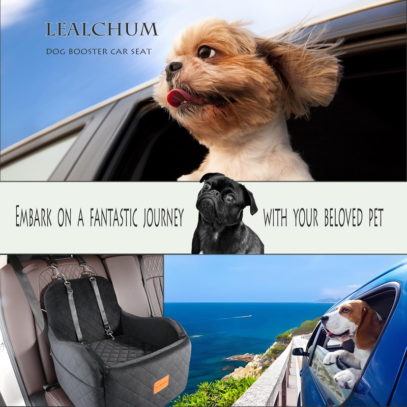 Dog Booster Car Seat for Small/Medium Dogs up to 35Lbs,Elevated Cushion Fits in 5