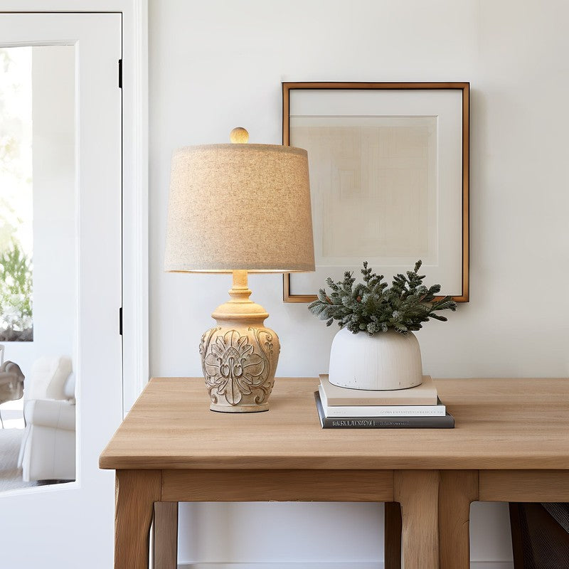 Set of 2 18.75" Rustic Retro Farmhouse Table Lamps Resin for Bedroom4