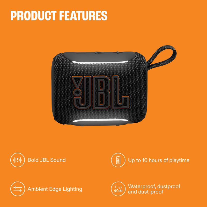 JBL Go 5 Portable Bluetooth Speaker Waterproof Drop Proof Ambient Light Black1