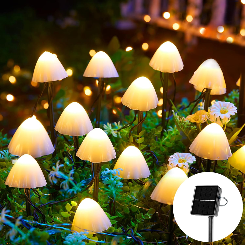 Solar Mushroom Garden Lights for Outside, 20 LED 32.8FT Solar Pathway Lights Out0