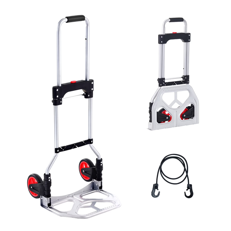 Folding Hand Truck Aluminum Luggage Trolley Cart Dolly 176 Lbs Bungee Cord0
