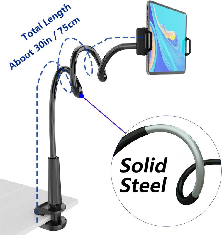 Flexible Gooseneck Tablet Stand Holder for iPad, Phone, Kindle, Switch   Black1