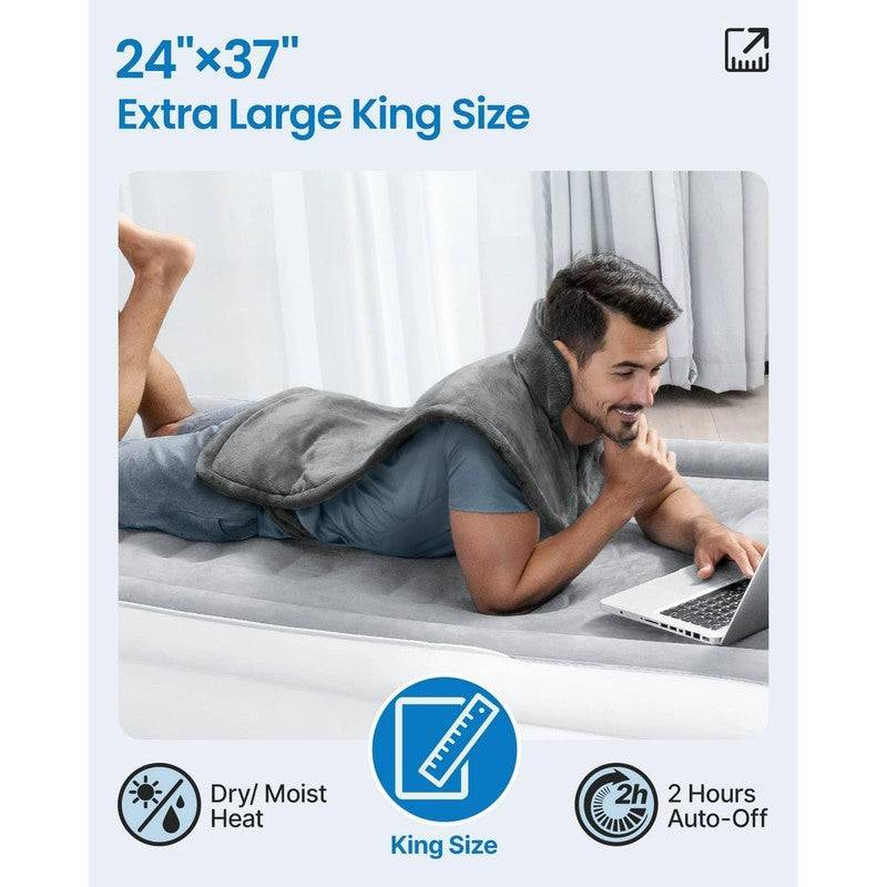 "24X37" Shoulder Heating Pad for Back Pain Relief, Electric Large Heating Pad fo3