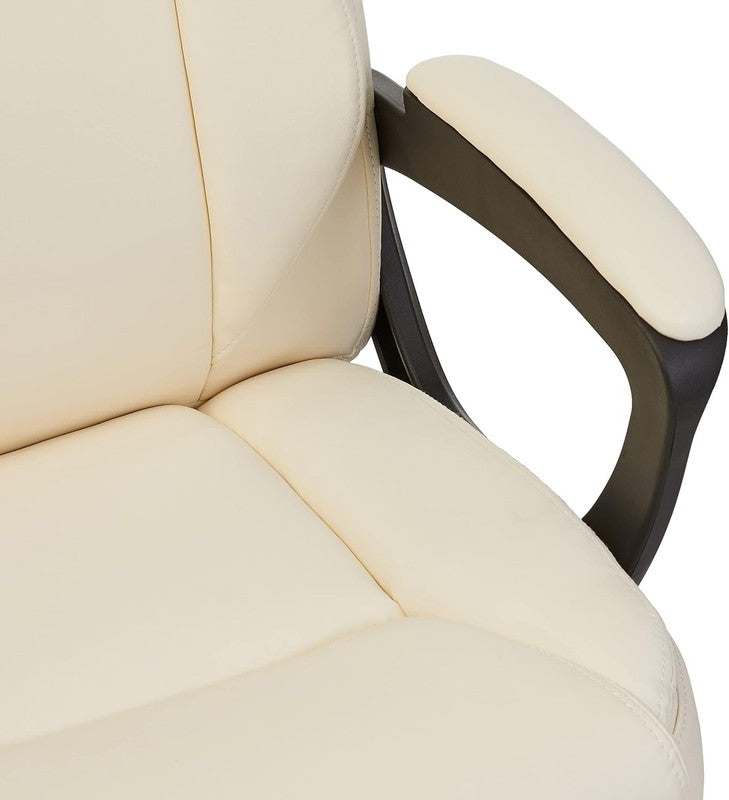 Cream Mid-Back Adjustable Office Chair with Armrests - Padded Comfort5