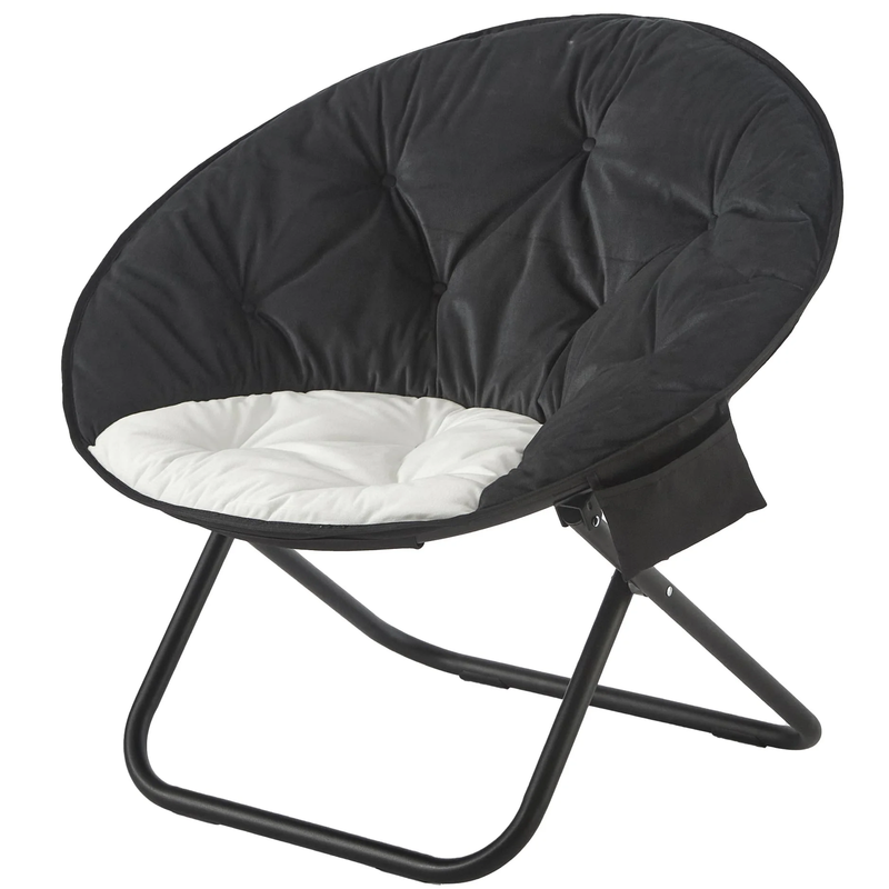 Colorblock Saucer Chair, Black/White, Perfect for Adults and Teens9