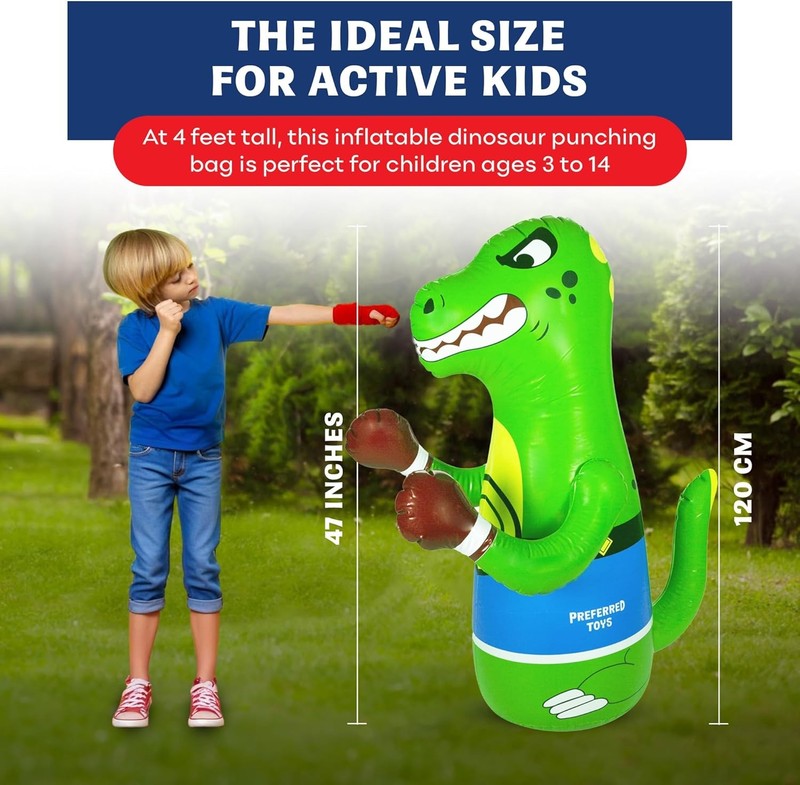 47" Inflatable Dinosaur Punching Bag for Kids   Durable Blow up Kids Punching Ba1