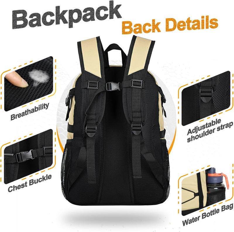 Soccer Basketball Backpack w/ Ball & Shoe Compartment Sports Travel Bag4