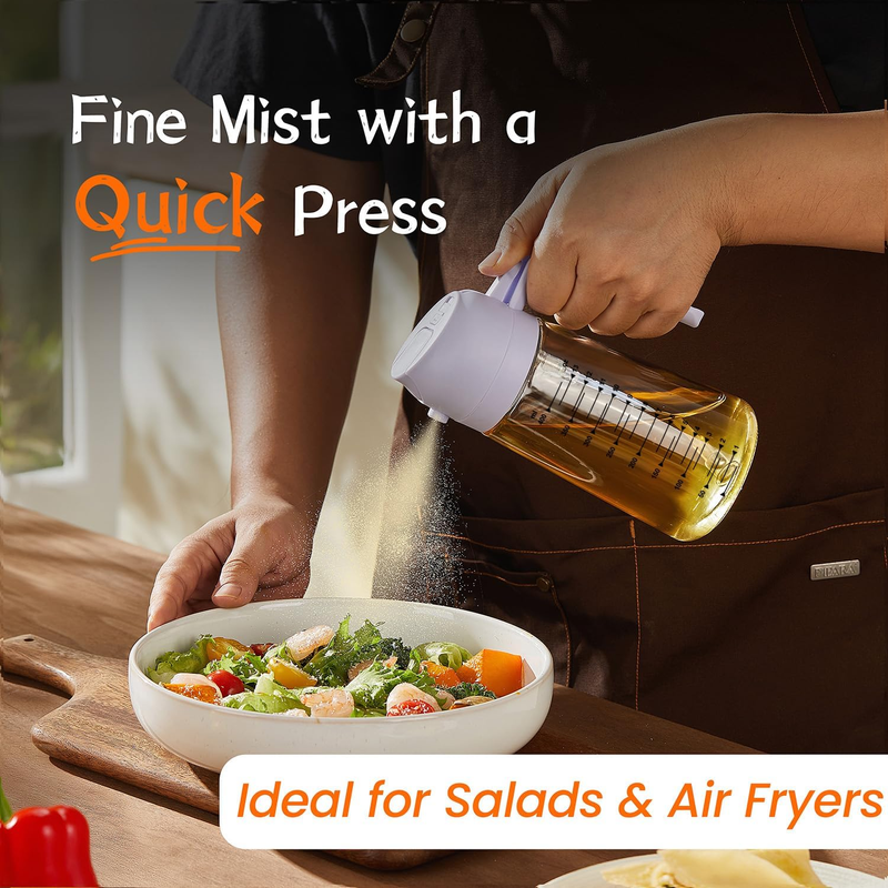16oz Glass Olive Oil Sprayer 2 in 1 Dispenser Bottle Air Fryer BBQ Periwinkle1