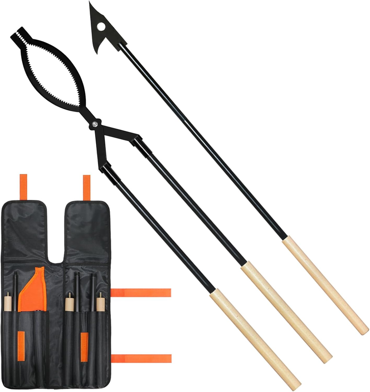 42" Fire Tongs & Poker Set – Heavy Duty Log Grabbers for Fire Pit, 10