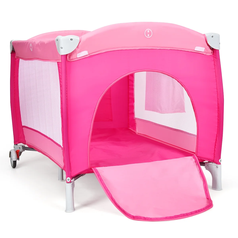 Foldable Baby Crib Playpen Travel Infant Flat Bassinet Bed Mosquito Net Music wi1