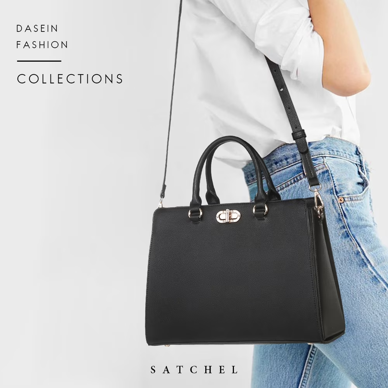 Womens Satchel Handbag Tote Work Shoulder Bag with Matching Clutch3
