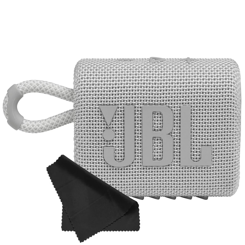 JBL Go 3 Portable Bluetooth Waterproof Mini Speaker Cloud White w/ Cloth9