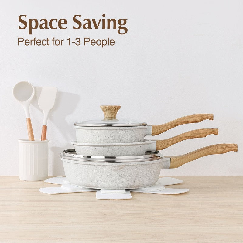 Ceramic Nonstick Pots and Pans Set, 17Pcs Healthy Non Stick Cookware Set with Po2