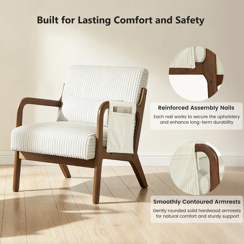 Accent Chair, Mid-Century Modern Arm Chair with Wood Frame, 1-Seat Cushioned Sof5