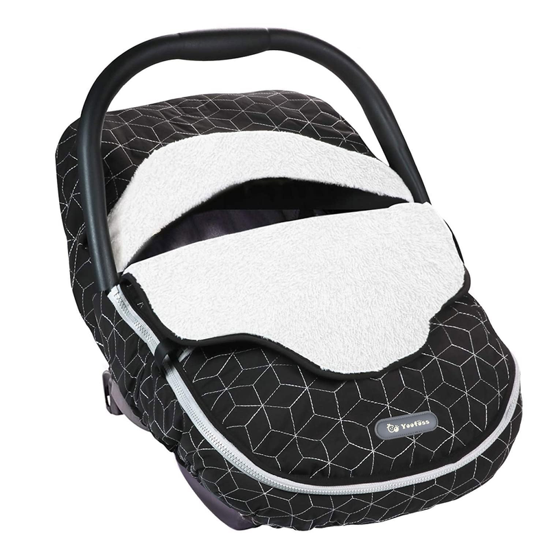 Winter Baby Car Seat Cover, Plush Fleece Canopy for Infant Boys & Girls, Black0